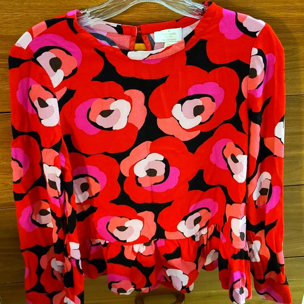 Kate Spade Deco Rose peplum blouse - Picture 1 of 6